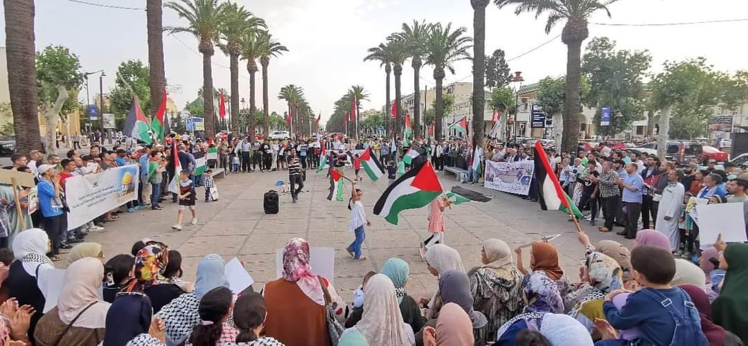 احتجاجات حاشدة بالمدن المغربية تنديدا بالمجازر الصهيونية في حق النازحين وللمطالبة بإسقاط التطبيع وإلغاء موازين